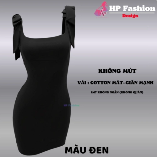 Đầm hai dây bản to DÂY NƠ không mút ôm body  dáng ngắn  , váy kiểu trơn basic  đen đỏ xanh có bigsize vải thoáng mát mùa hè tôn dáng sang chảnh HP112