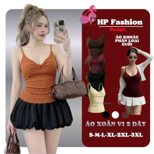 Áo hai dây nữ form dài ôm body không mút chiết eo basic xoắn v1 , áo kiểu mùa hè vải cotton QC co giãn  size S M L XL 2XL 3XL có bigsize  HP106
