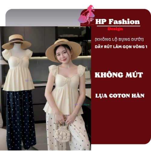 Áo babydoll nữ tay cánh tiên form che bung, áo kiểu dây rút vòng 1 tôn dáng lưng chun ôm eo HP111