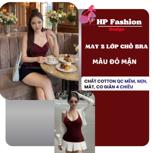 Áo hai dây nữ form dài ôm body không mút chiết eo basic xoắn v1 , áo kiểu mùa hè vải cotton QC co giãn  size S M L XL 2XL 3XL có bigsize  HP106
