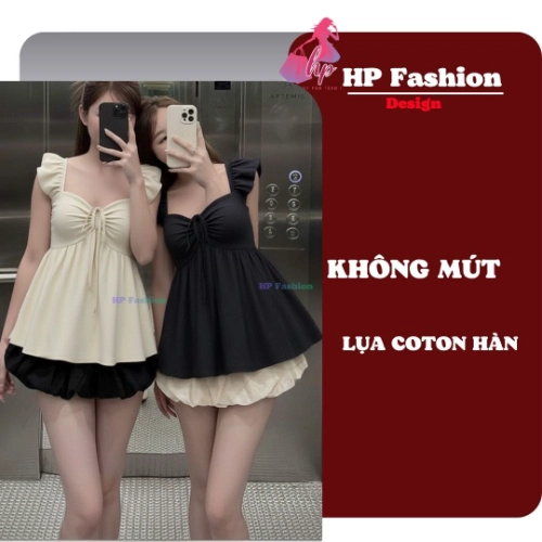 Áo babydoll nữ tay cánh tiên form che bung, áo kiểu dây rút vòng 1 tôn dáng lưng chun ôm eo HP111