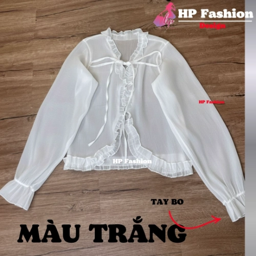 Áo khoác cardigan mặc ngoài, mỏng xuyên thấu, áo nữ kiểu nữ basic vải tơ nến viền bèo  dây cột phối áo và đầm mùa hè A9