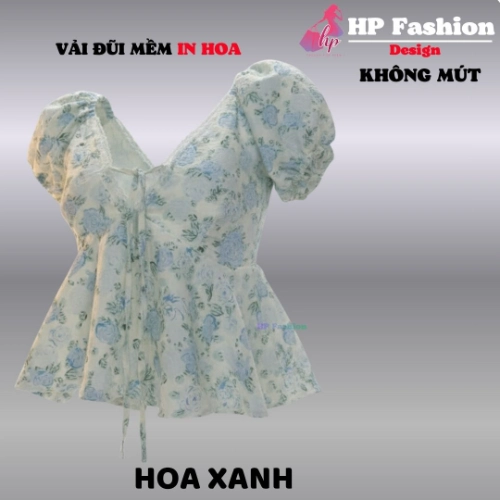 Áo babydoll tay phồng cổ tim khoét sâu phối ren, che bụng dưới , áo kiểu nữ vải đũi mùa hè đi biển size S M L XL   A4