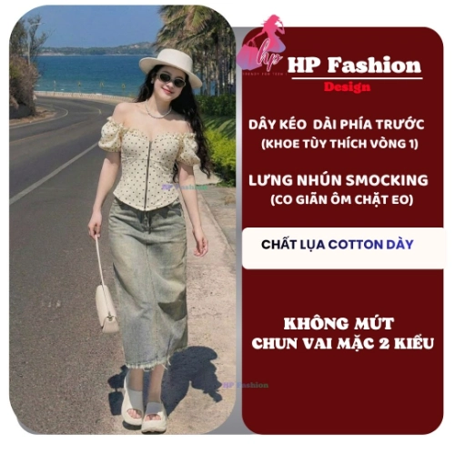 [Mua TĂNG 1 size so bảng SIZE ] Áo corset tay phồng, áo kiểu body trễ vai mùa hè vải lụa cotton QC lưng chun  size S M L XL 2XL 3XL có bigsize  HP107
