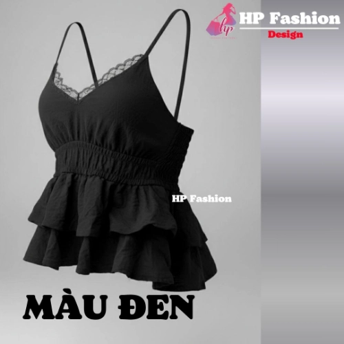 Áo 2 dây ôm eo,che bụng tôn dáng, áo kiểu hai dây không mút tùng 2 lớp xòe phối ren sang chảnh mùa hè A7