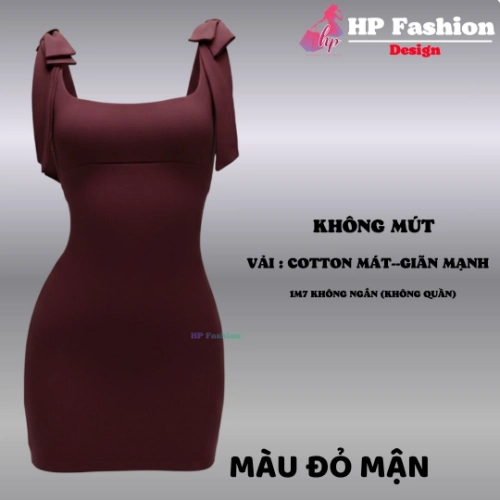 Đầm hai dây bản to DÂY NƠ không mút ôm body  dáng ngắn  , váy kiểu trơn basic  đen đỏ xanh có bigsize vải thoáng mát mùa hè tôn dáng sang chảnh HP112