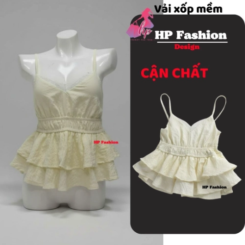 Áo 2 dây ôm eo,che bụng tôn dáng, áo kiểu hai dây không mút tùng 2 lớp xòe phối ren sang chảnh mùa hè A7