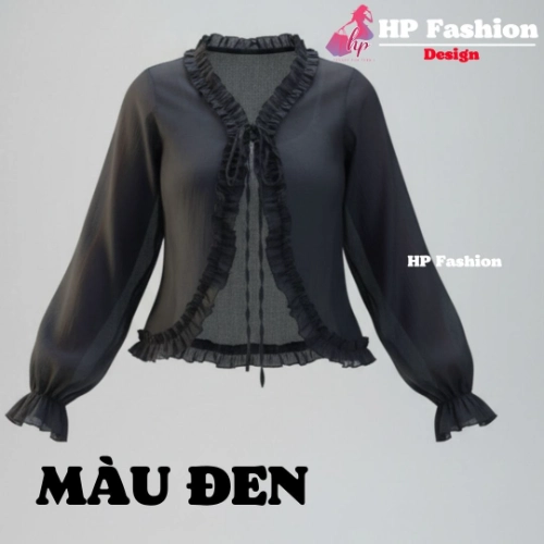 Áo khoác cardigan mặc ngoài, mỏng xuyên thấu, áo nữ kiểu nữ basic vải tơ nến viền bèo  dây cột phối áo và đầm mùa hè A9