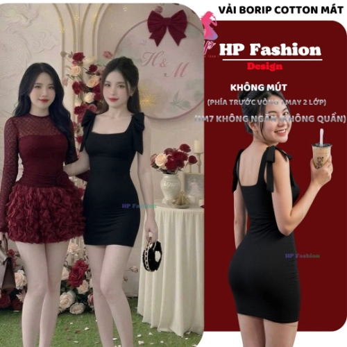 Đầm hai dây bản to DÂY NƠ không mút ôm body  dáng ngắn  , váy kiểu trơn basic  đen đỏ xanh có bigsize vải thoáng mát mùa hè tôn dáng sang chảnh HP112