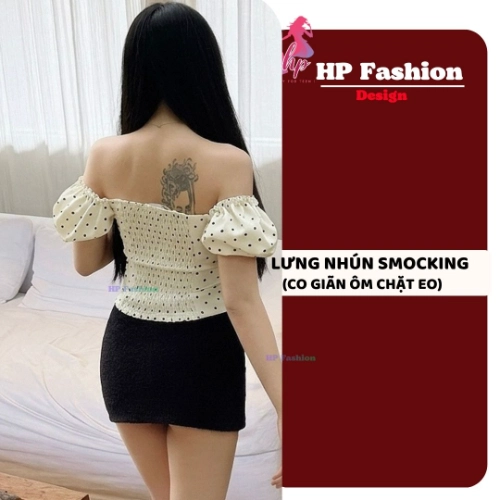 [Mua TĂNG 1 size so bảng SIZE ] Áo corset tay phồng, áo kiểu body trễ vai mùa hè vải lụa cotton QC lưng chun  size S M L XL 2XL 3XL có bigsize  HP107