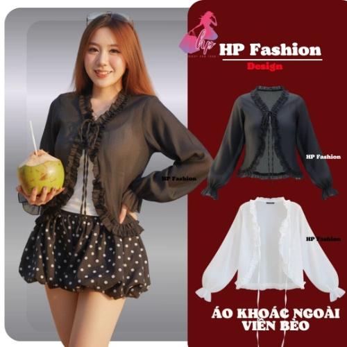 Áo khoác cardigan mặc ngoài, mỏng xuyên thấu, áo nữ kiểu nữ basic vải tơ nến viền bèo dây cột phối áo và đầm mùa hè A9