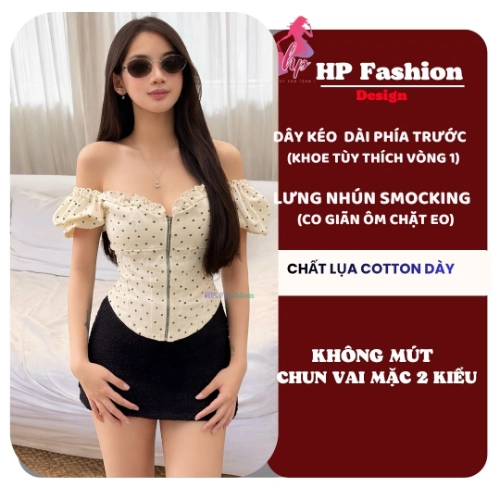 [Mua TĂNG 1 size so bảng SIZE ] Áo corset tay phồng, áo kiểu body trễ vai mùa hè vải lụa cotton QC lưng chun  size S M L XL 2XL 3XL có bigsize  HP107