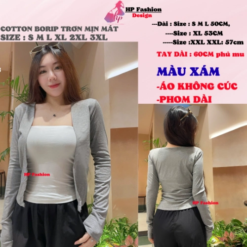 Áo khoác cardigan TRƠN KHÔNG CÚC dáng dài [KHÔNG KÈM ÁO TRONG]  basic, áo phối kiểu mặc bên ngoài nữ tay dài vải cotton cao cấp co giãn có bigsize mùa hè thu đông HP60
