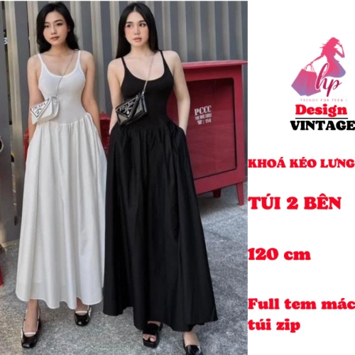 Váy maxi 2 dây dáng xòe, đầm nữ dài dự tiệc mùa hè đi biểnG33 Voan Voi Dress Women