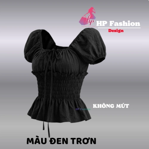 Áo trễ bệt vai ôm  body tùng xòe nhún eo, áo kiểu nữ vải xốp nhăn mùa hè đi biển size S M L XL 2XL 3XL  có bigsize HP108