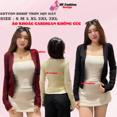 Áo khoác cardigan TRƠN KHÔNG CÚC dáng dài [KHÔNG KÈM ÁO TRONG]  basic, áo phối kiểu mặc bên ngoài nữ tay dài vải cotton cao cấp co giãn có bigsize mùa hè thu đông HP60