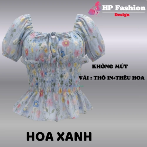 Áo THÊU HOA trễ bệt vai ôm  body tùng xòe nhún eo, áo kiểu nữ vải xốp nhăn mùa hè đi biển size S M L XL 2XL 3XL  HP110