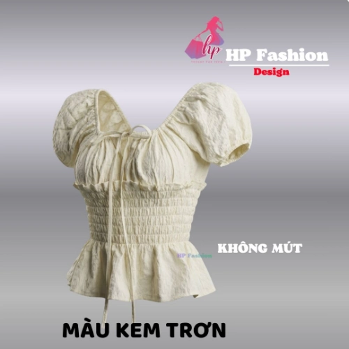 Áo trễ bệt vai ôm  body tùng xòe nhún eo, áo kiểu nữ vải xốp nhăn mùa hè đi biển size S M L XL 2XL 3XL  có bigsize HP108