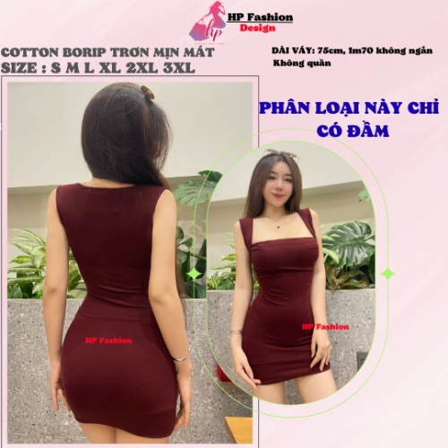 Đầm sát nách ôm body dáng ngắn không mút, váy kiểu trơn basic  đen đỏ xanh có bigsize vải thoáng mát mùa hè tôn dáng sang chảnh HP61