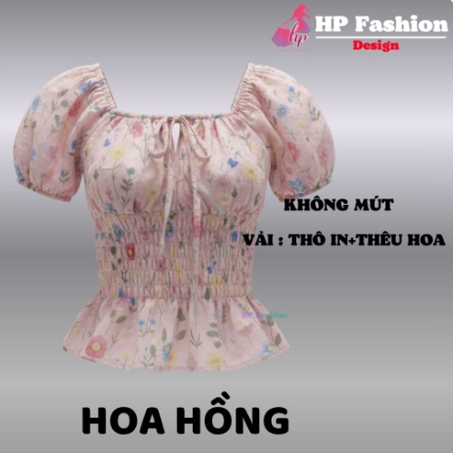 Áo THÊU HOA trễ bệt vai ôm  body tùng xòe nhún eo, áo kiểu nữ vải xốp nhăn mùa hè đi biển size S M L XL 2XL 3XL  HP110