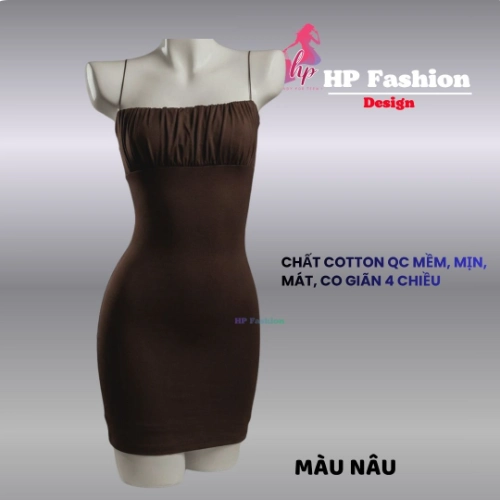 Đầm hai dây bún nhúm vòng 1 không mút ôm body  dáng ngắn  , váy kiểu trơn basic  đen đỏ xanh có bigsize vải thoáng mát mùa hè tôn dáng sang chảnh HP105