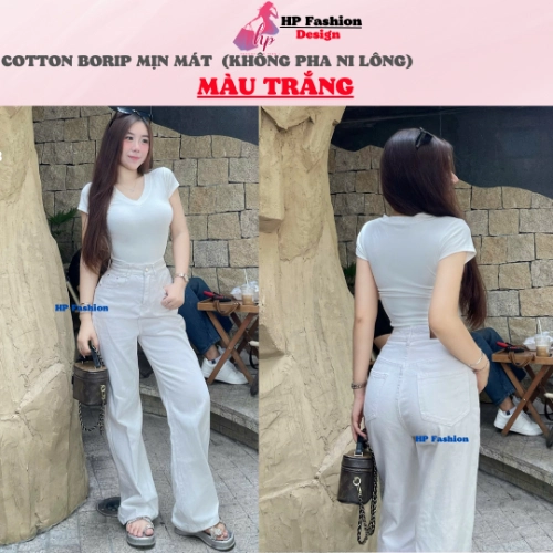 Áo thun cổ tim nữ chiết eo basic, áo phông nữ ôm body cộc ngắn tay vải cao cấp co giãn 4 chều thoáng mát thấm hút mồ