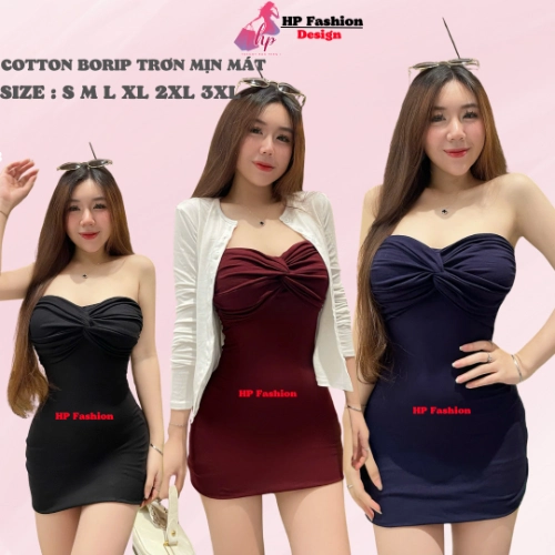 Đầm xoắn cúp ôm body ống dáng ngắn không mút , váy kiểu trơn basic  đen đỏ xanh có bigsize vải thoáng mát mùa hè tôn dáng sang chảnh HP57