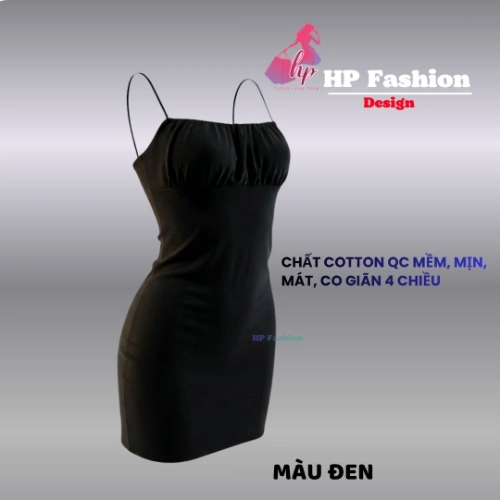Đầm hai dây bún nhúm vòng 1 không mút ôm body  dáng ngắn  , váy kiểu trơn basic  đen đỏ xanh có bigsize vải thoáng mát mùa hè tôn dáng sang chảnh HP105