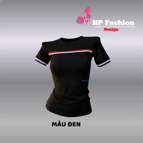 Áo thun nữ body tay ngắn viền màu chiết eo basic cổ tròn, áo phông nữ cộc tay vải cotton QC co giãn  size S M L XL 2XL 3XL có bigsize  HP104