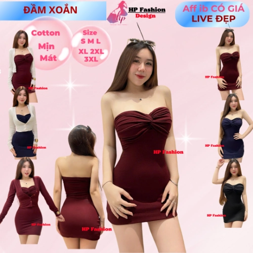 Đầm xoắn cúp ôm body ống dáng ngắn không mút , váy kiểu trơn basic  đen đỏ xanh có bigsize vải thoáng mát mùa hè tôn dáng sang chảnh HP57
