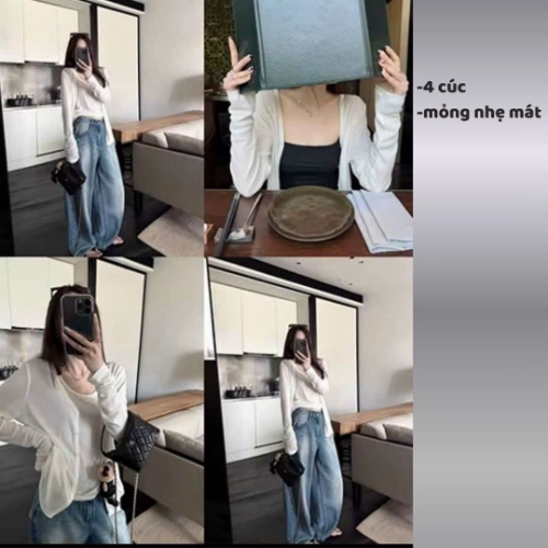 Áo khoác cardigan MỎNG NHẸ MÁT TRƠN 4 CÚC dáng dài , áo phối kiểu mặc bên ngoài nữ tay dài vải cotton GIẤY cao cấp co giãn có bigsize mùa hè thu đông A13