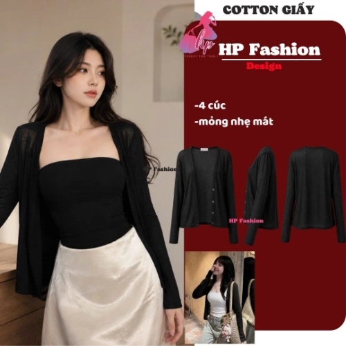 Áo khoác cardigan MỎNG NHẸ MÁT TRƠN 4 CÚC dáng dài , áo phối kiểu mặc bên ngoài nữ tay dài vải cotton GIẤY cao cấp co giãn có bigsize mùa hè thu đông A13
