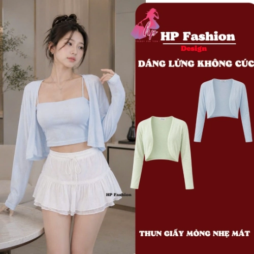 Áo khoác dáng lửng ngắn cardigan MỎNG NHẸ MÁT TRƠN , áo phối kiểu mặc bên ngoài nữ tay dài vải cotton GIẤY cao cấp co giãn có bigsize mùa hè thu đông A15