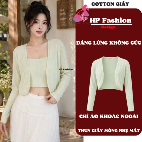 Áo khoác dáng lửng ngắn cardigan MỎNG NHẸ MÁT TRƠN , áo phối kiểu mặc bên ngoài nữ tay dài vải cotton GIẤY cao cấp co giãn có bigsize mùa hè thu đông A15
