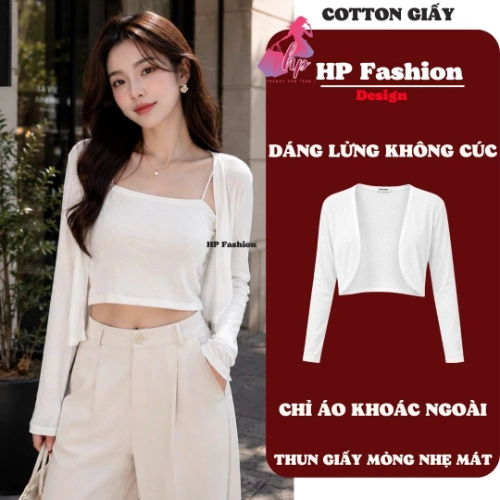 Áo khoác dáng lửng ngắn cardigan MỎNG NHẸ MÁT TRƠN , áo phối kiểu mặc bên ngoài nữ tay dài vải cotton GIẤY cao cấp co giãn có bigsize mùa hè thu đông A15