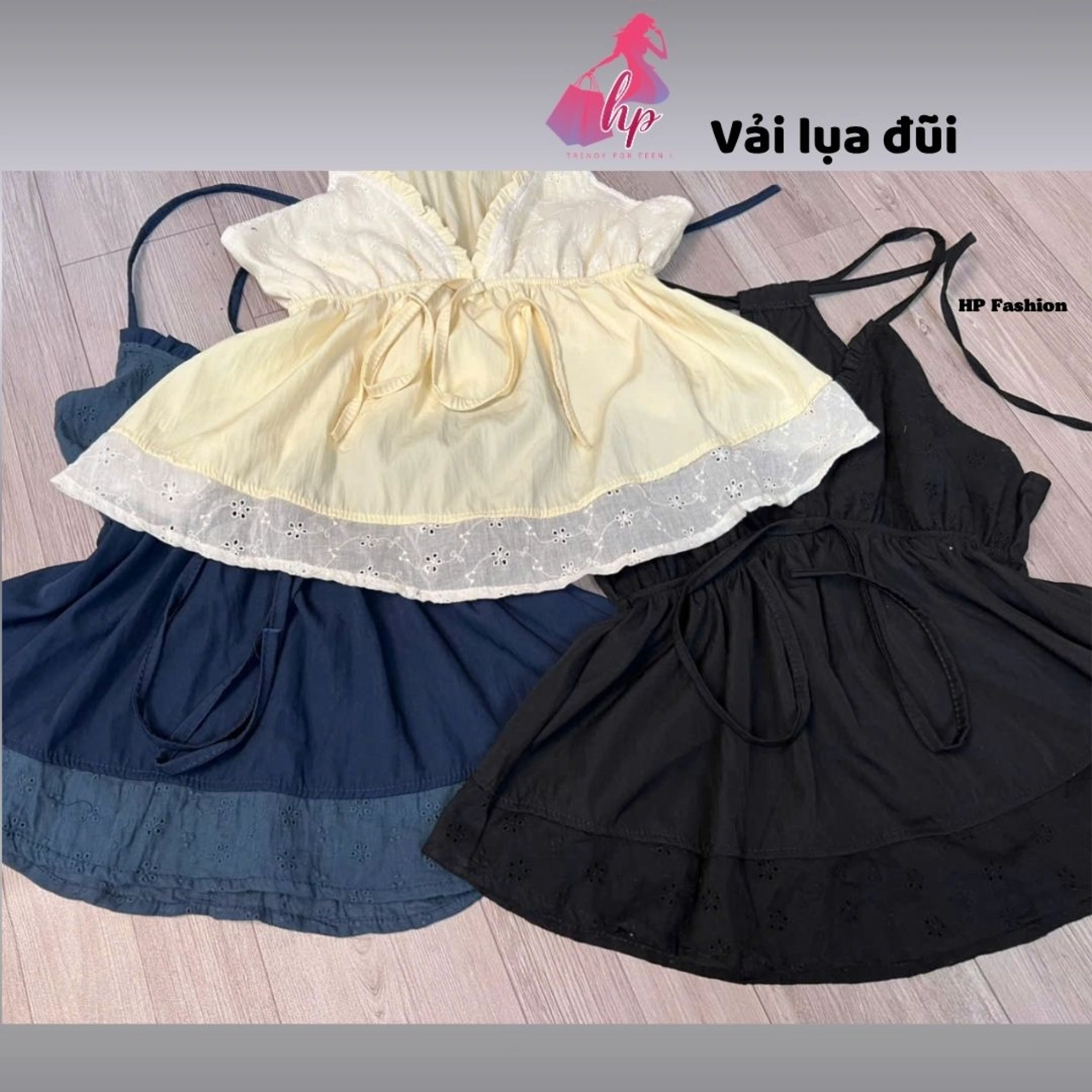 Áo yếm dây dáng babydoll che bụng, áo kiểu nữ vải đũi lụa không mút phối ren mùa hè đi biển size S M L A18