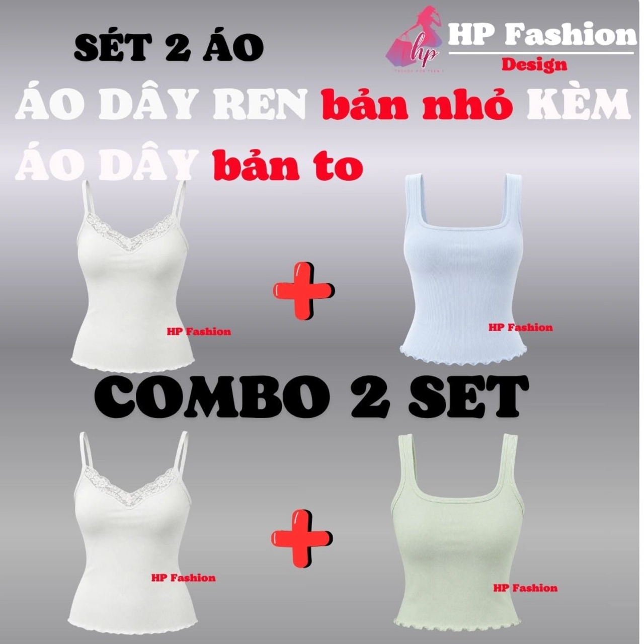 Set 2 áo ôm body, áo dây phối ren kèm áo dây bản to cho nữ  vải THUN GIẤY MỎNG NHẸ mùa hè A25