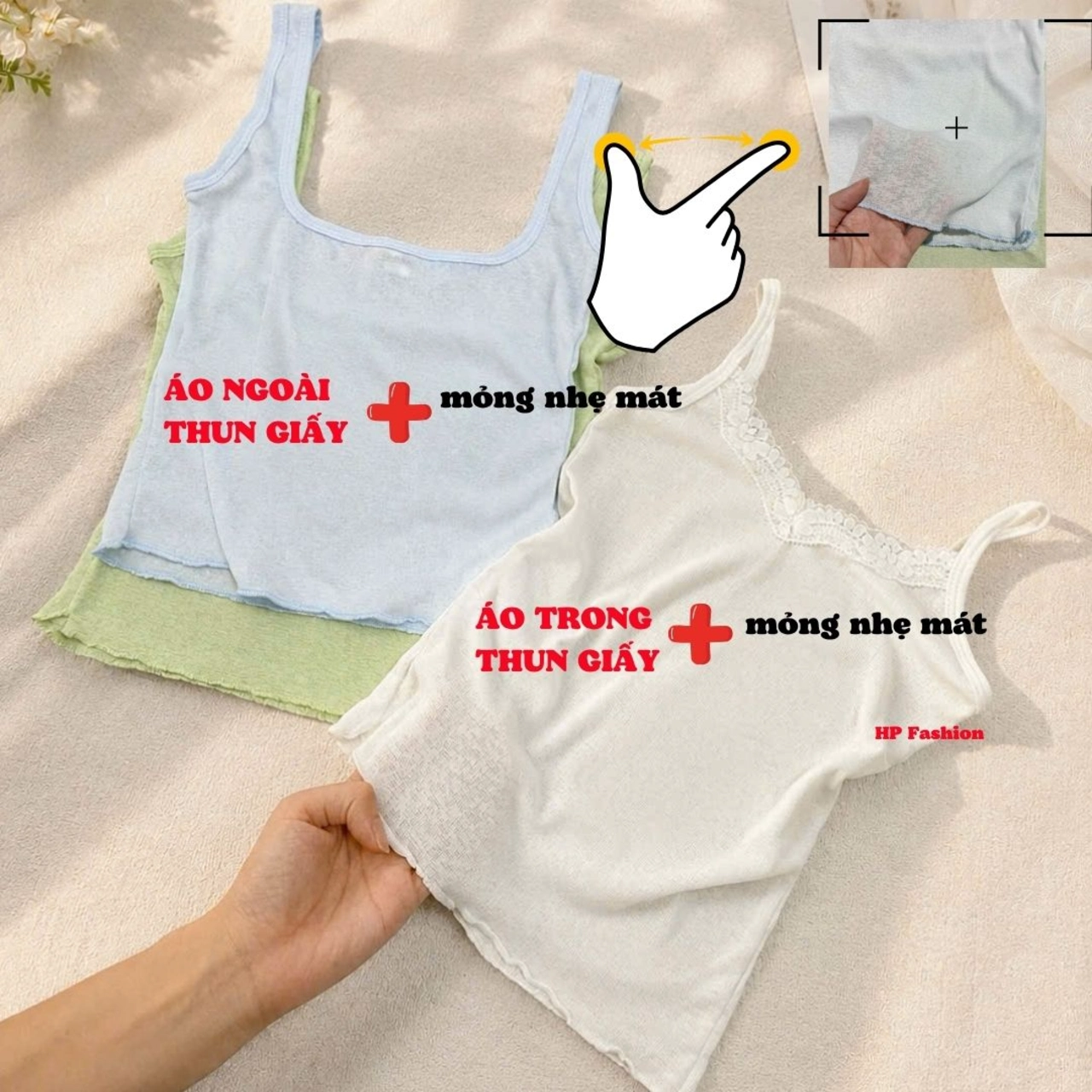 Set 2 áo ôm body, áo dây phối ren kèm áo dây bản to cho nữ  vải THUN GIẤY MỎNG NHẸ mùa hè A25