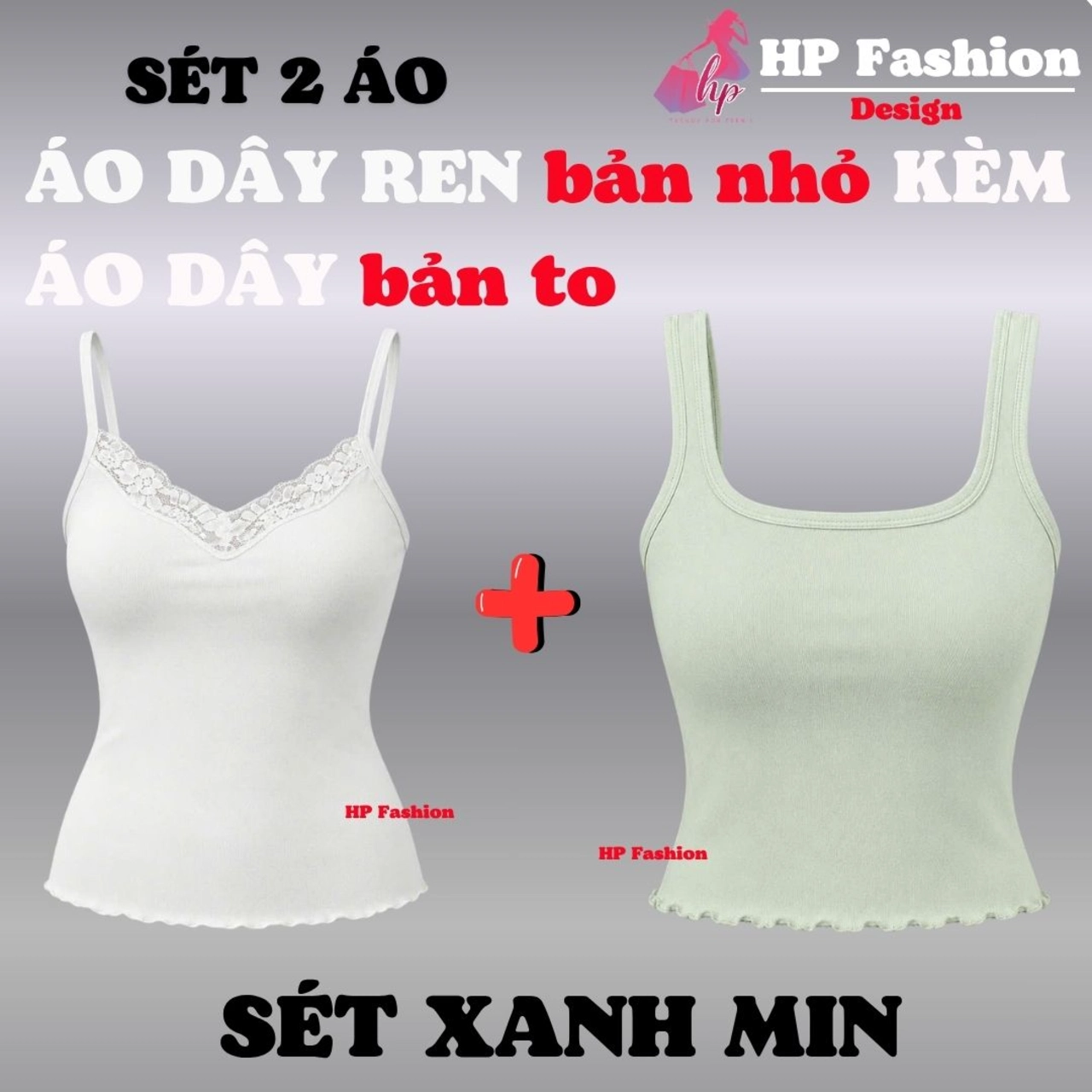 Set 2 áo ôm body, áo dây phối ren kèm áo dây bản to cho nữ  vải THUN GIẤY MỎNG NHẸ mùa hè A25