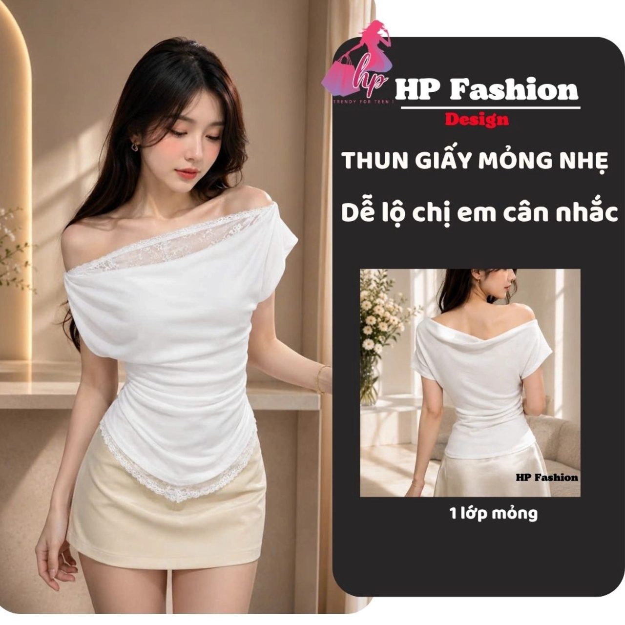 [Mặc 4 kiểu] Áo body nữ mặc bệt lệch hở vai, áo kiểu nữ vải thun giấy mỏng dễ lộ mùa hè đi biển size S M L A26