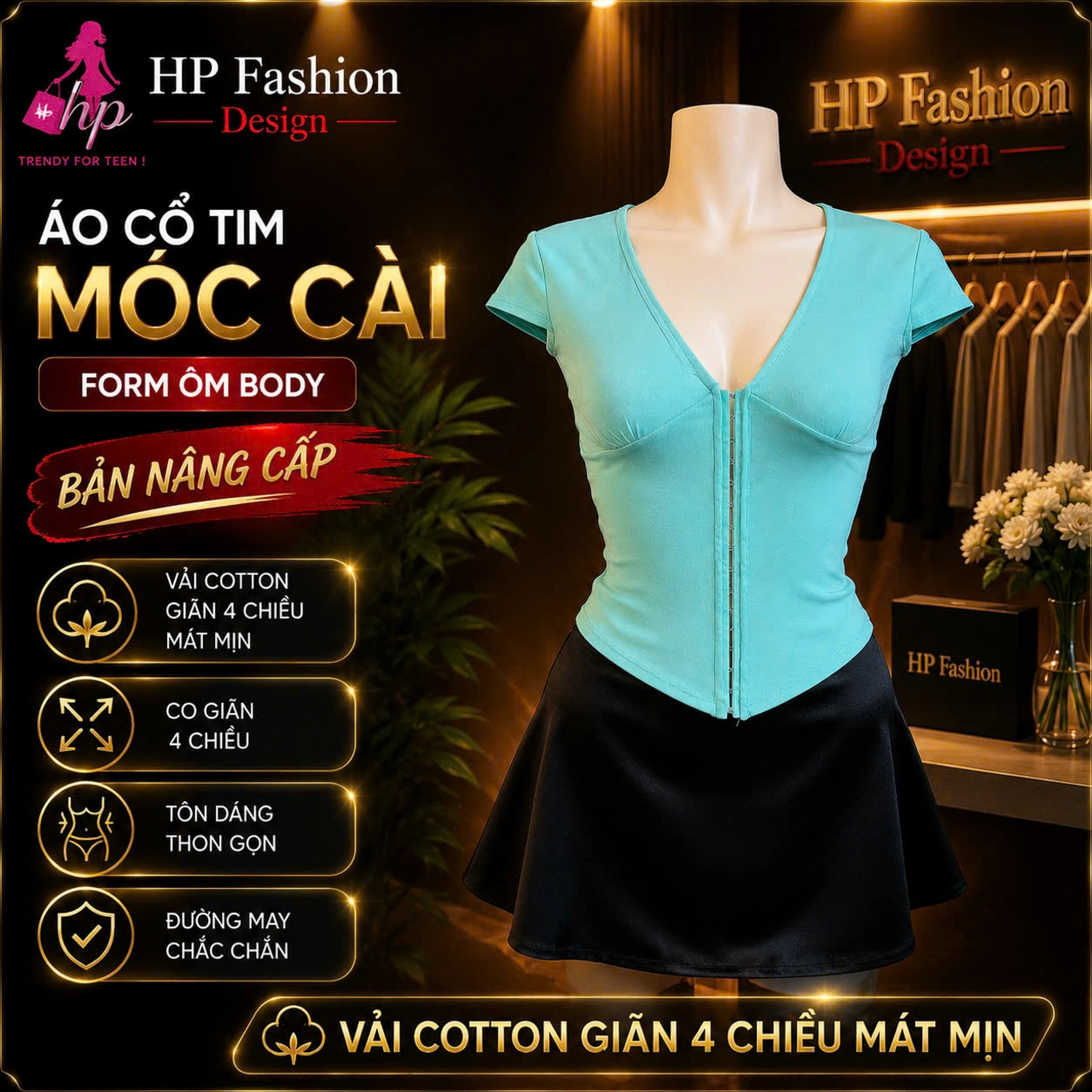 Áo cổ V ôm body nữ khuy móc cài, áo kiểu nữ tay hến vải thun cotton mịn mát giãn 4 chiều  mùa hè đi biển size S M L A29
