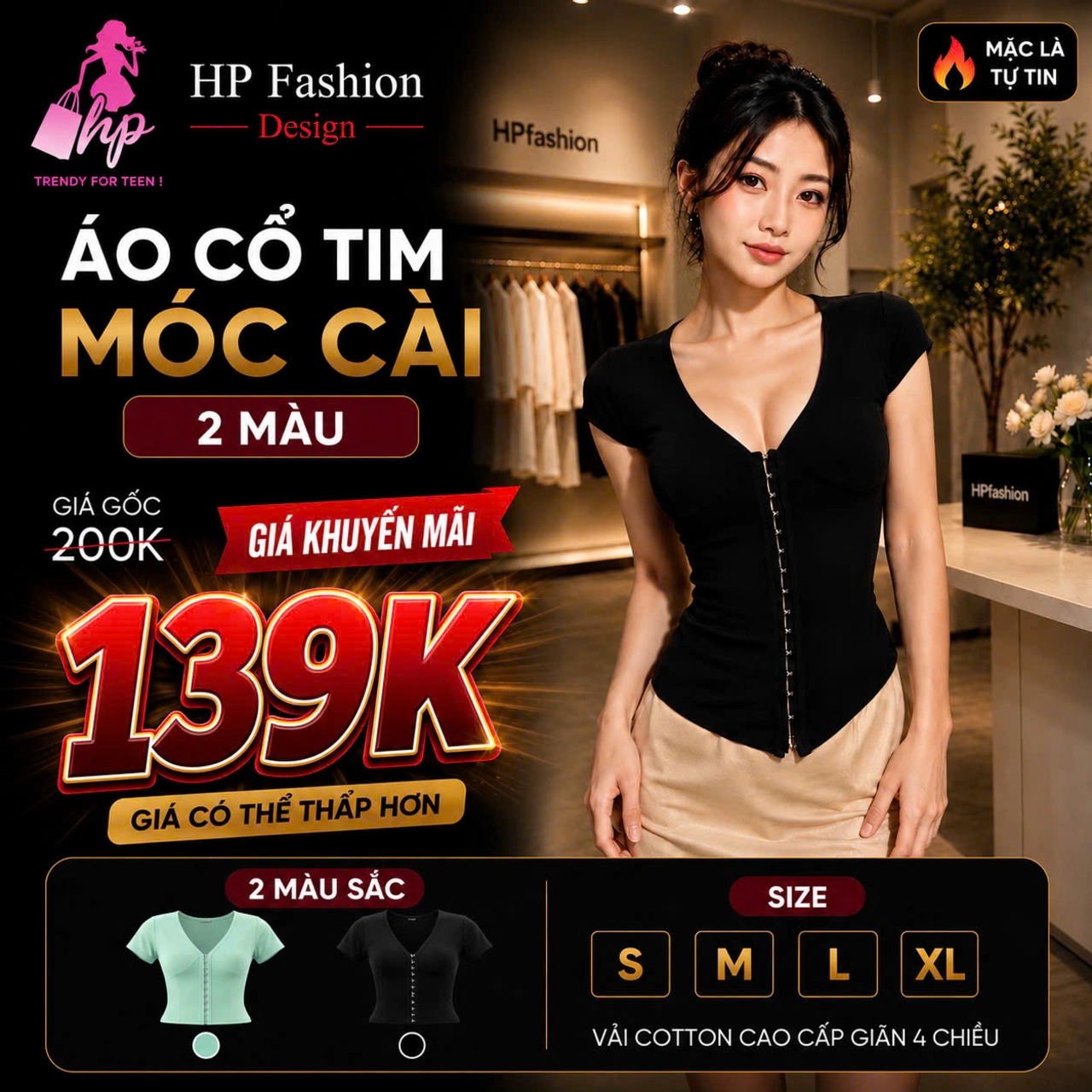 Áo cổ V ôm body nữ khuy móc cài, áo kiểu nữ tay hến vải thun cotton mịn mát giãn 4 chiều mùa hè đi biển size S M L A29