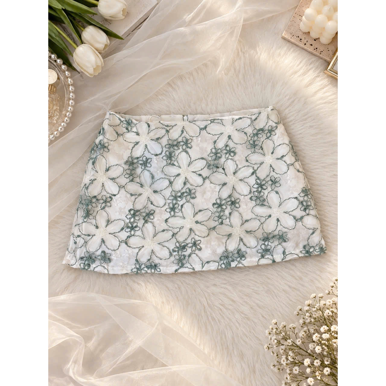 Chân váy chữ A ren hoa body dáng ngắn phong cách Y2k, váy nữ có quần bảo hộ mặc noel tết quanh năm CÓ BIGSIZE A30