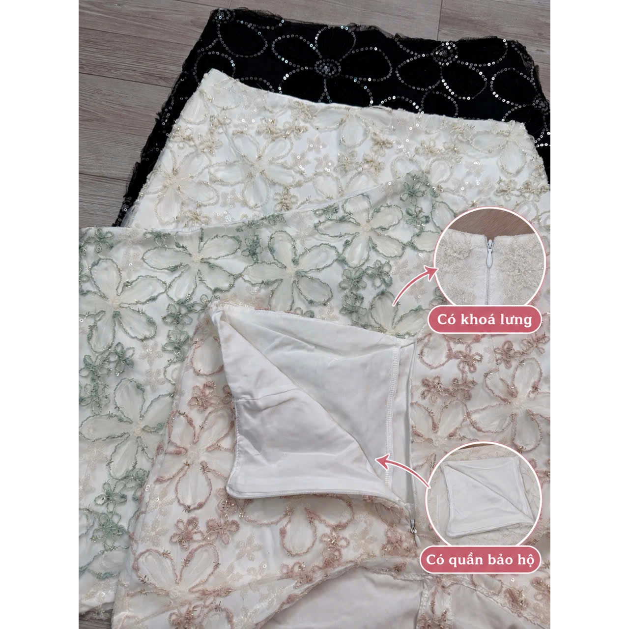 Chân váy chữ A ren hoa body dáng ngắn phong cách Y2k, váy nữ có quần bảo hộ mặc noel tết quanh năm CÓ BIGSIZE A30